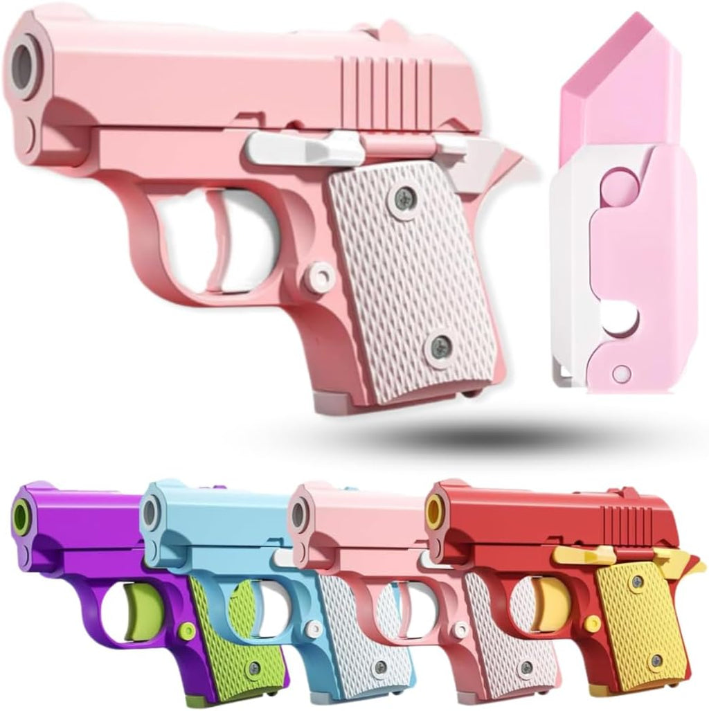 Fidget Gun Toy, 3D Printed Mini Toy, Stress Shot, Gravity Fidget Toy, Gun Fidget Toy, Fidget Toys Adults & Kids, Pink