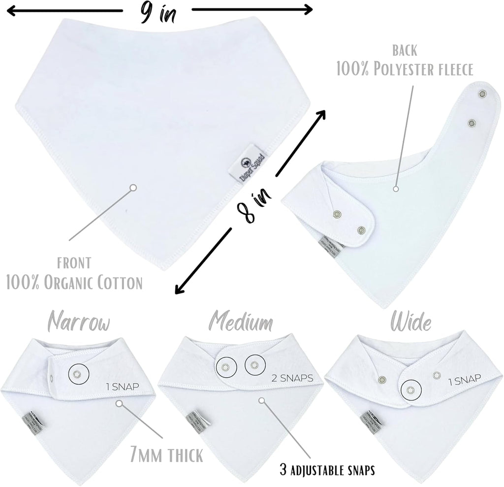 DiaperSquad's Baby Bibs for Drooling and Teething, Bibs for Boys, Baby Girl - Solid Cotton Baby Drool Bibs