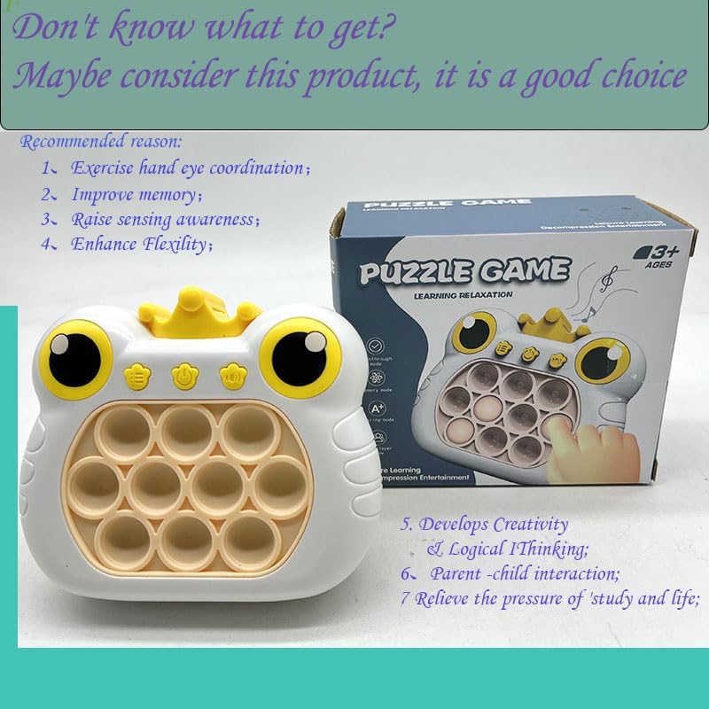 Pop It Fidget Toys Fast Push Game Handheld Game Puzzle Game for Kids 3-12 Birthday Gifts ，Sensory Fidget Toys for Kids and Adult（White）