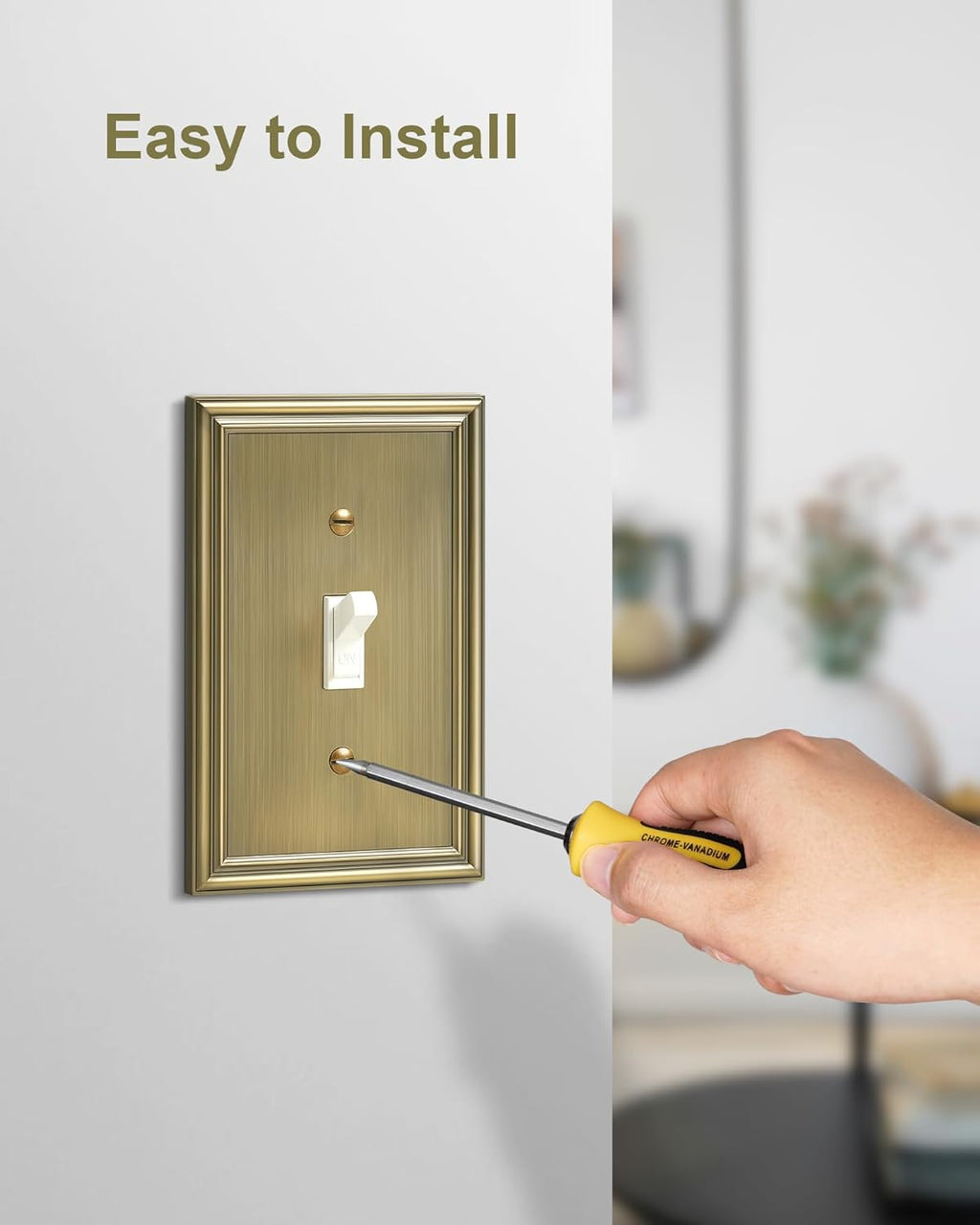 6-Pack Single Toggle Light Switch Cover Plate, Durable Solid Zinc Alloy Decorative Switch Plate Covers, Antique Brass 1 Gang Wall Plate, Corrosion Resistant