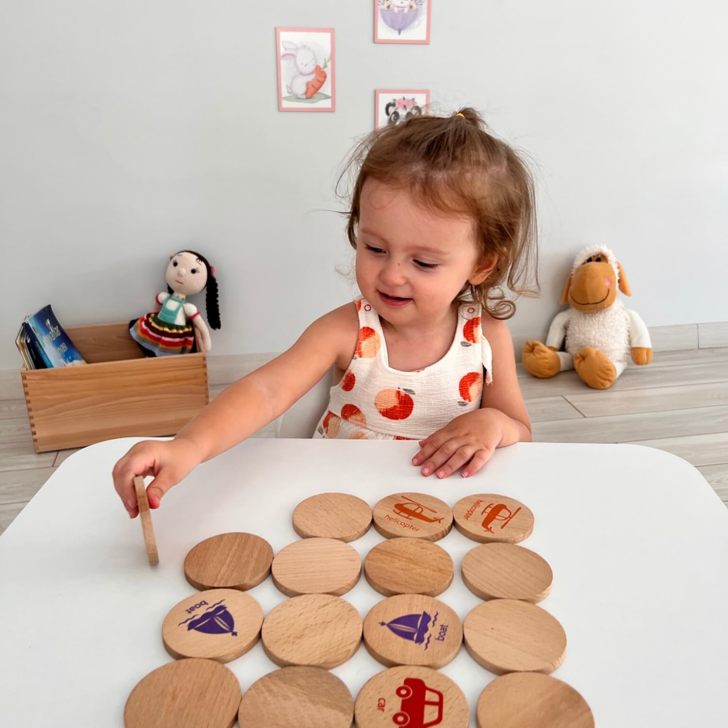 bee smart Wooden Memory Game - Matching Memory Game for Kids 3 and Up, 16Pcs | Educational Toy for Preschool Toddlers Board Games (Fruits)