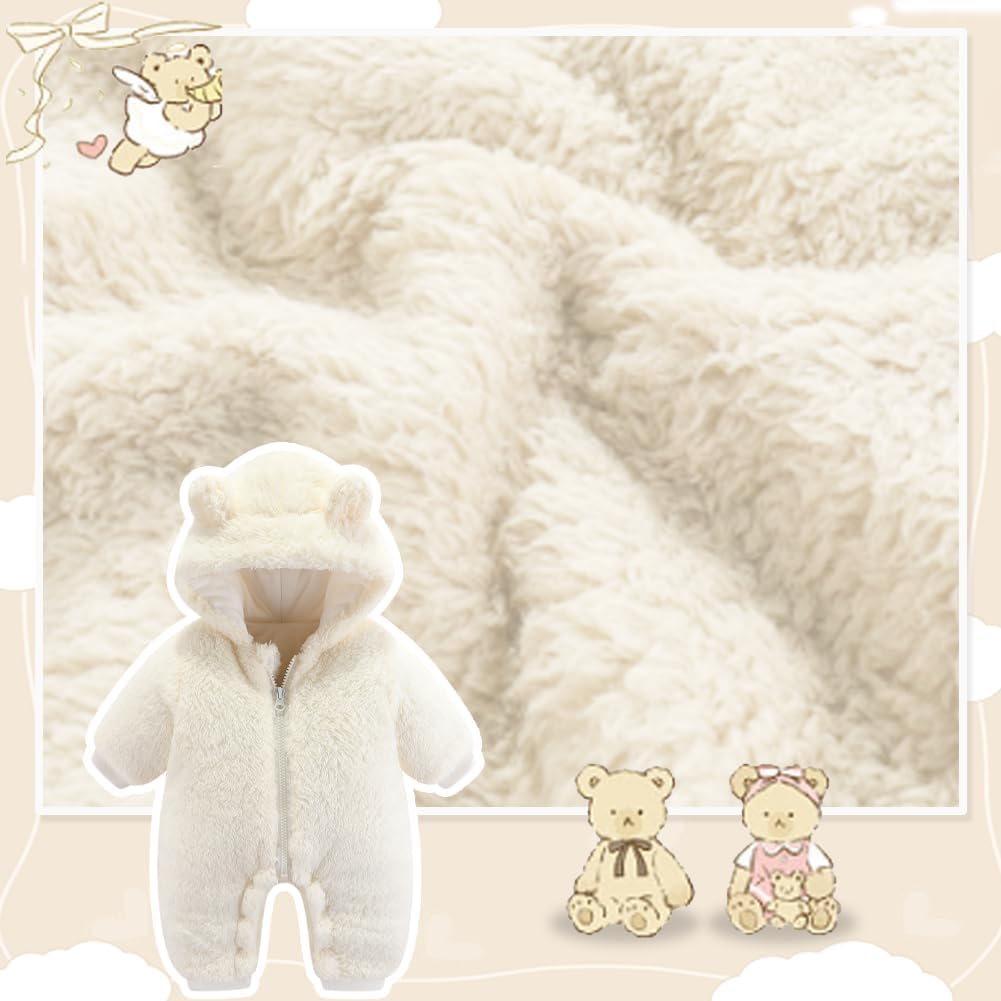 UVIPC Baby Newborn Bear Outfit Fleece Snowsuit Winter Clothes Hooded Jumpsuit Romper for Baby boy girl