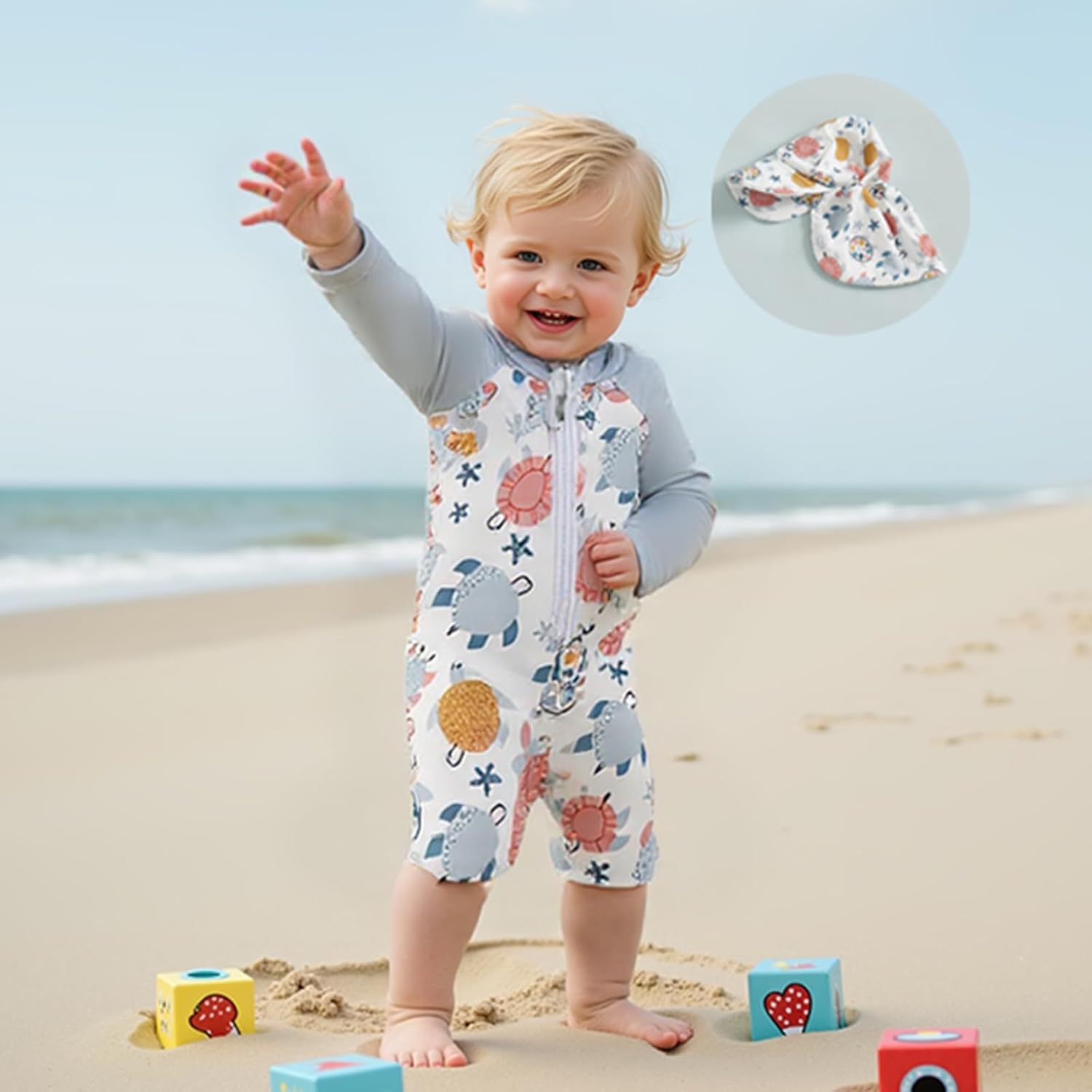 Hnyenmcko Baby/Toddler Boy Rash Guard Swimsuit Long Sleeve One Piece Zipper Swimwear Sunsuit Infant Bathing Suit Beachwear