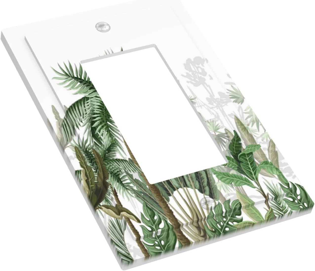 Palm Tree Banana Leaf Green Rainforest Natural Landscape Decorative Outlet Covers 1 Gang Single Rocker Light Switch Cover Plate Wall Plates GFCI Faceplate for Bed Room Living Room Decor