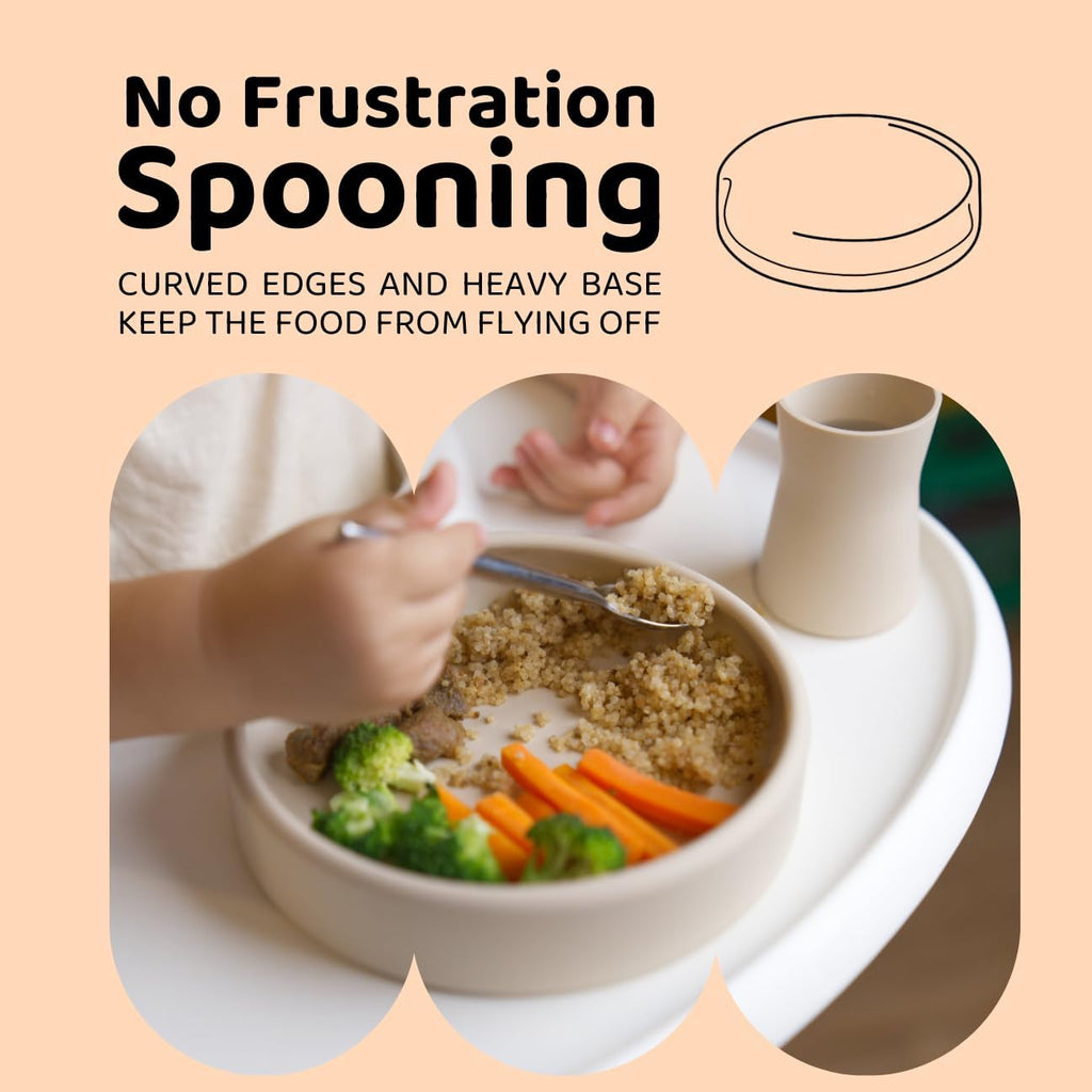 Solid Plate, Weighted Baby Toddler Plate, Silicone Plates for Baby, No-Division Kid Plates, Microwave & Dishwasher Safe Silicone Plate for Toddlers, No BPA, Blue Hour