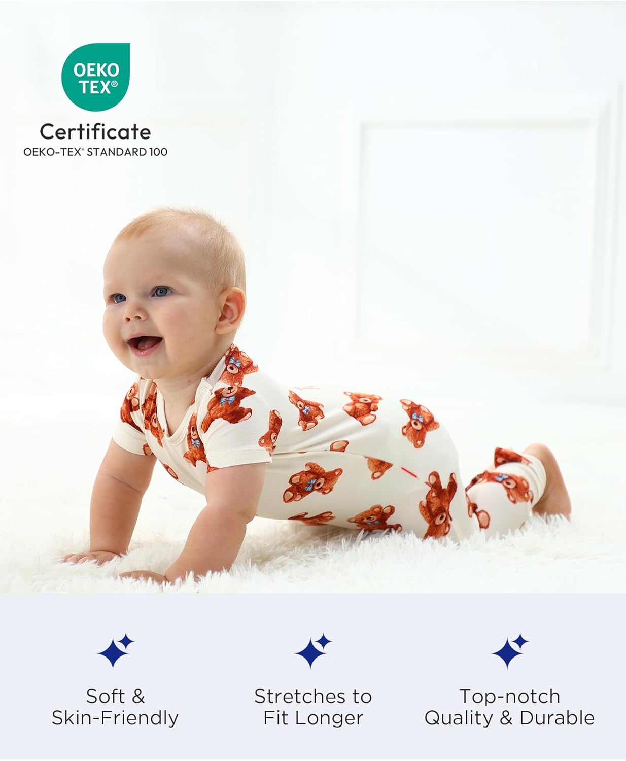 Bamboo Viscose Baby Boy Romper Short Sleeve Long Leg Jumpsuit Summer Outfit