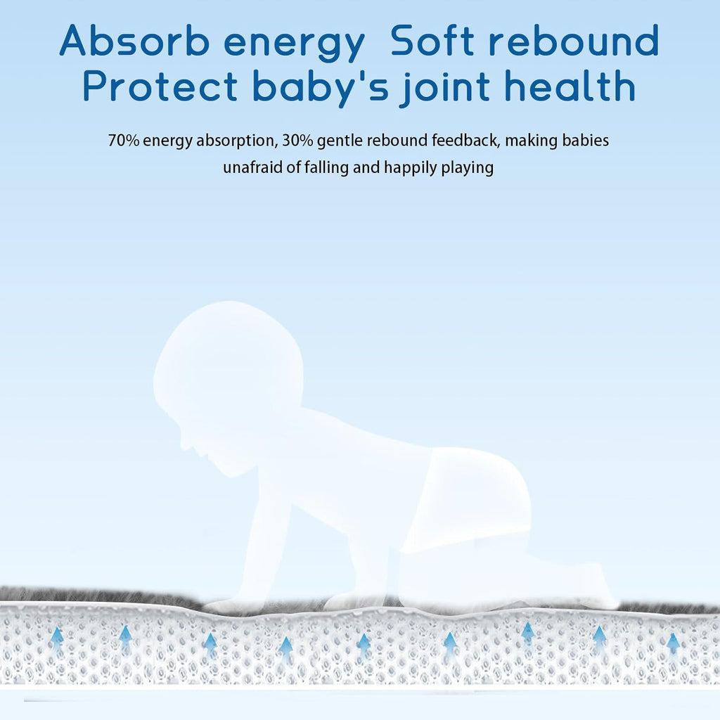 Baby Play Mat 1.2" Thick Memory Foam Nursery Rug Area Rug, 4’11” X 3’28” Yoga Mat Playmat Crawling Mat for Baby,Toddlers, Infants, Kids,Floor Mat Tatami Mat for Living Room with Non-Slip(Grey)