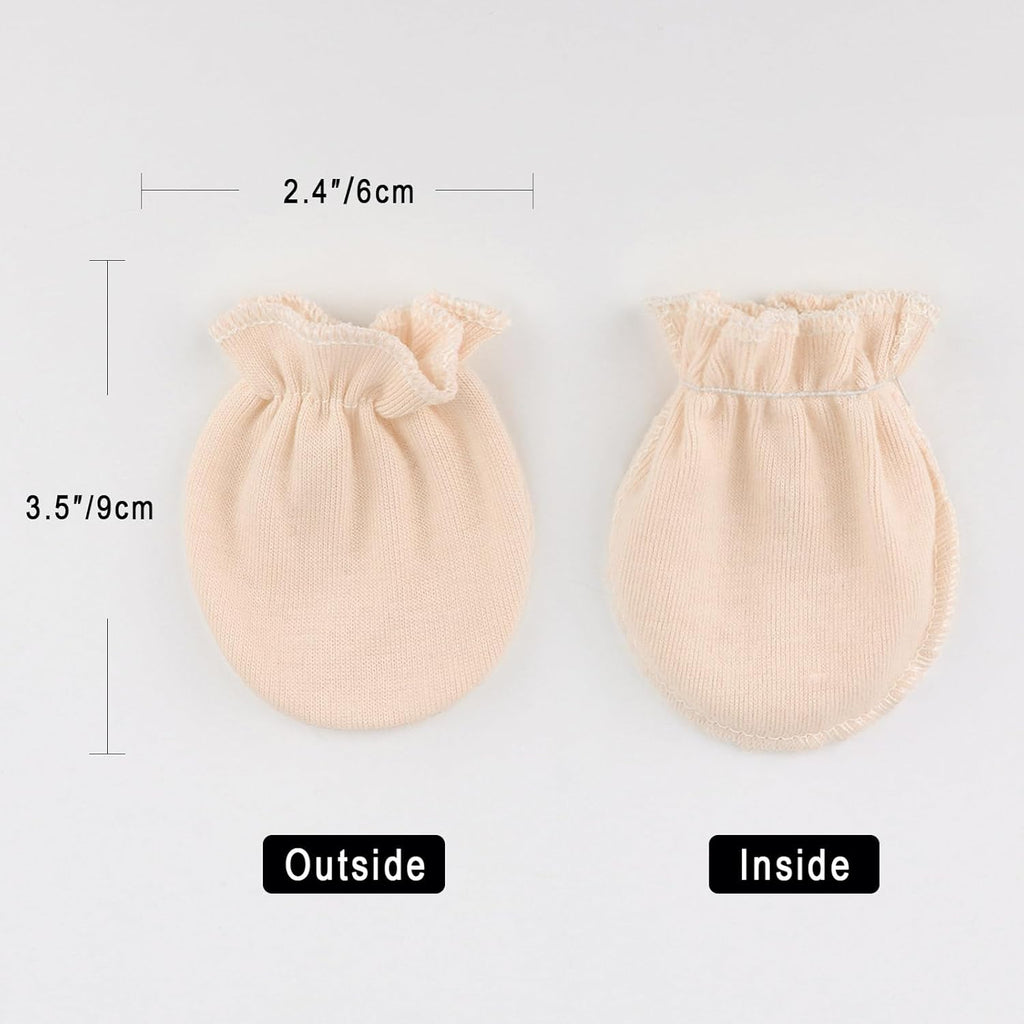 BQUBO Newborn Infant Toddler Mittens No Scratch Cotton Elastic Wrist Gloves Hypoallergenic for 0-6 Months Baby Boys Girls