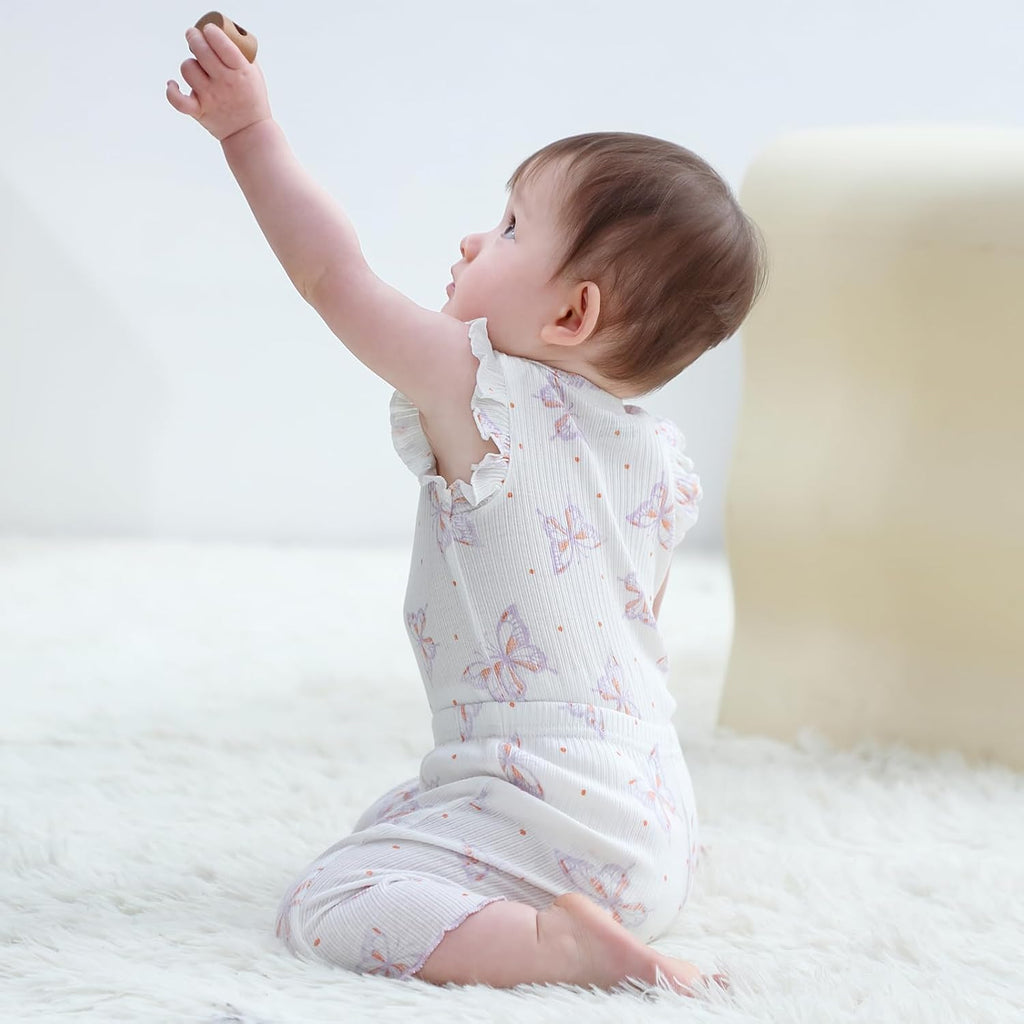 Baby Bodysuit and Pant Set Summer Ribbed Mix Match Infant Boy Girl Clothes Outfits