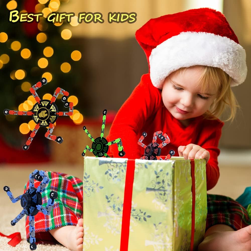 16Pack Fingertip Gyro Toy Mechanical Top DIY Deformation Robot Metal Transformable Spinners Funny Finger Chain Fidget Stress Relief ADD ADHD Astium for Kid Adults