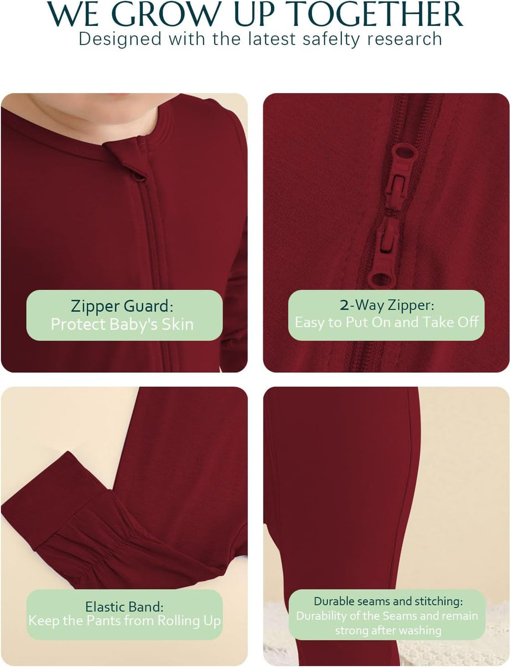 Jimonda Baby Romper Boys Girls Bamboo Pajamas 2-Way Zipper Footless Unisex Long Sleeve Sleepers Sleep and Play 0-24 Months