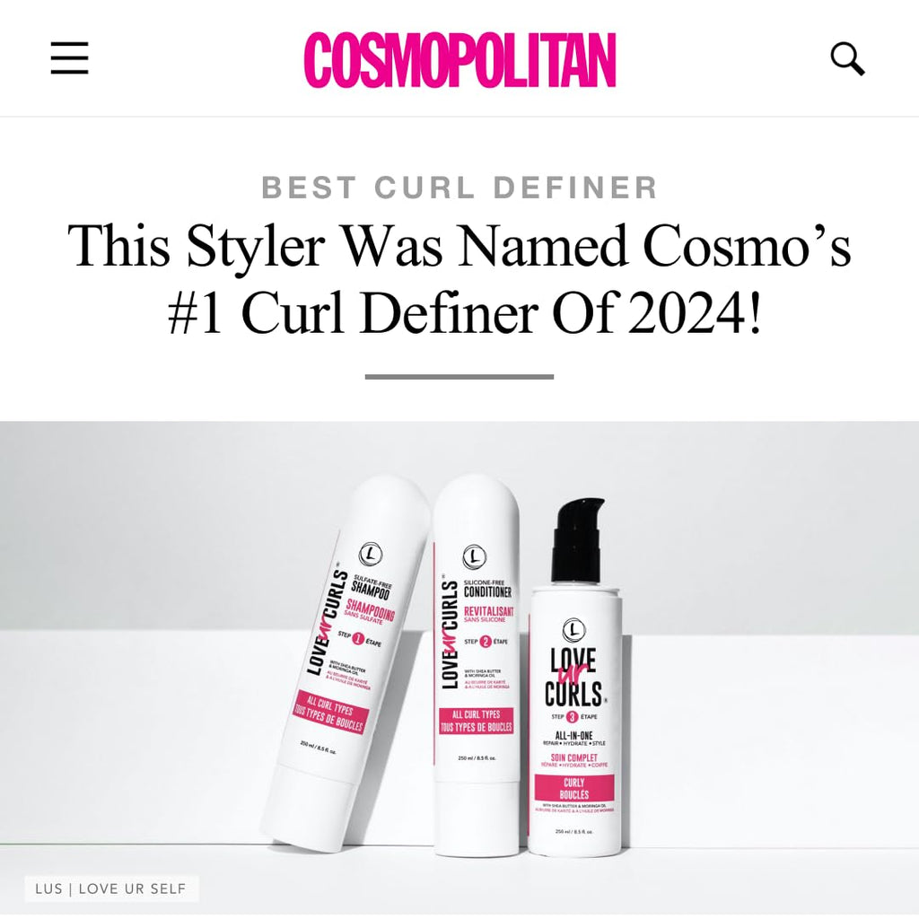 Love Ur Curls Fragrance Free Shampoo & Conditioner Set with All in One Curl Cream Styler for Kinky & Coily Hair, 3 Step System to Repair, 200 mL