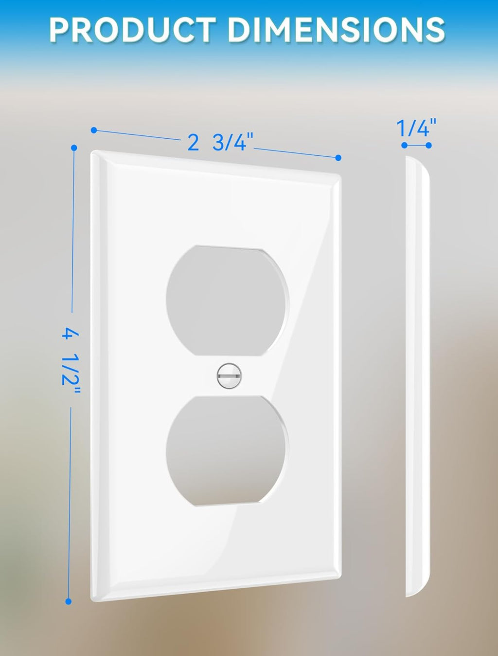 10-Pack Unbreakable 1-Gang Standard Size Duplex Receptacle Wall Plates – Durable Polycarbonate Thermoplastic Electrical Outlet Covers in White