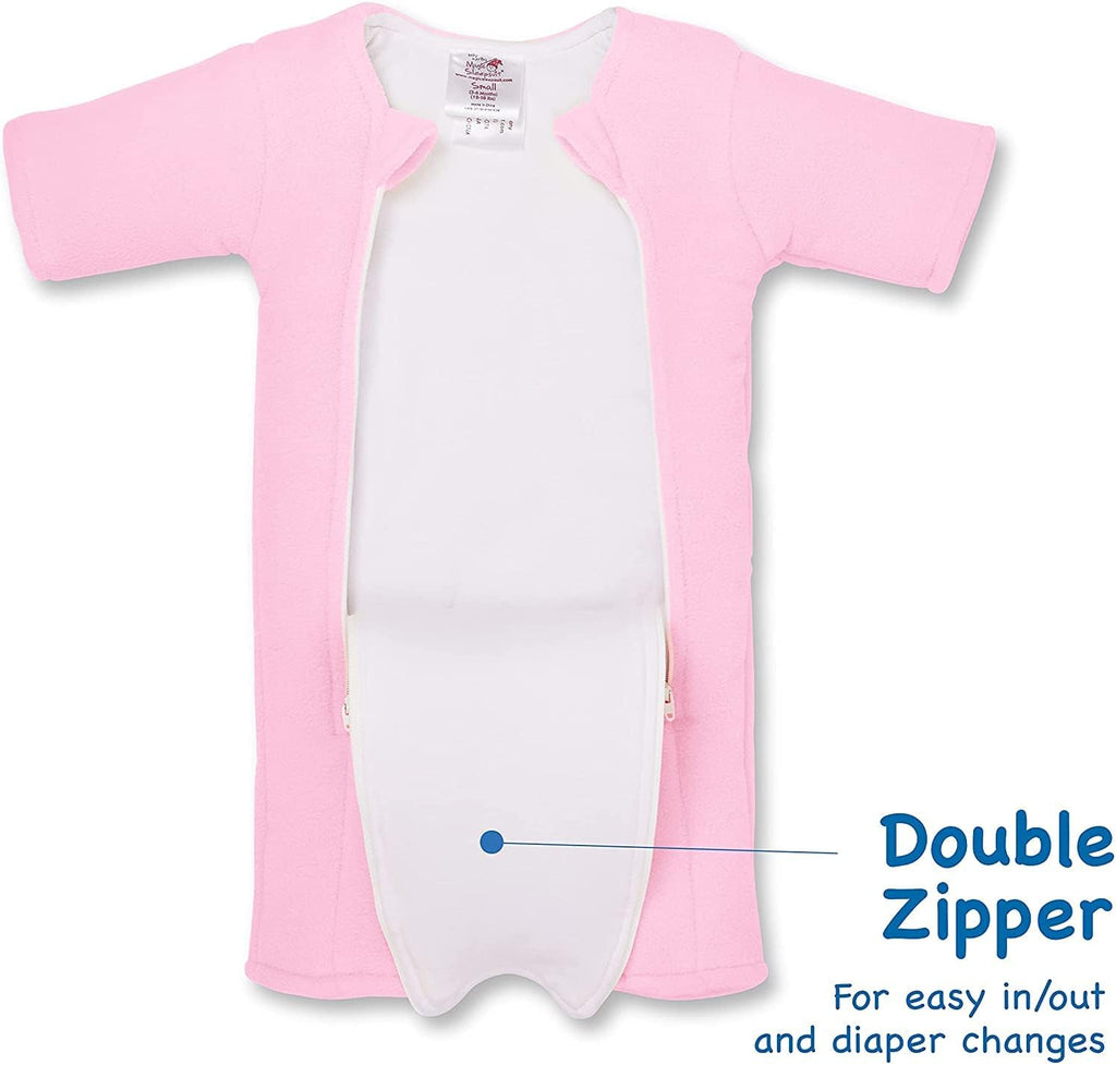 Magic Sleepsuit Baby Merlin's Microfleece Baby Swaddle Transition Product - Soft and Cozy Design, Double Zipper for Easy Diaper Changes, Promotes Safe Sleep 3-6 Months - Pink - Small 12-18lbs