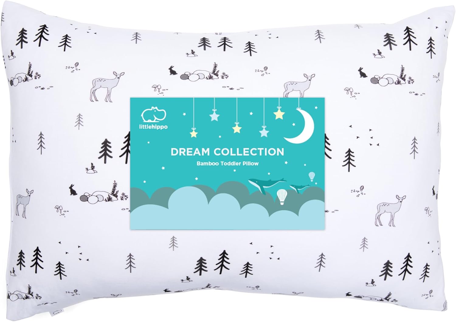 LittleHippo Toddler Pillow (13x18) with Viscose Derived from Bamboo Pillowcase - Hypoallergenic Toddler Pillow for Sleeping, Kids Pillow, Travel Pillows, Mini Pillow, Toddler Bed Pillow (Woodland)