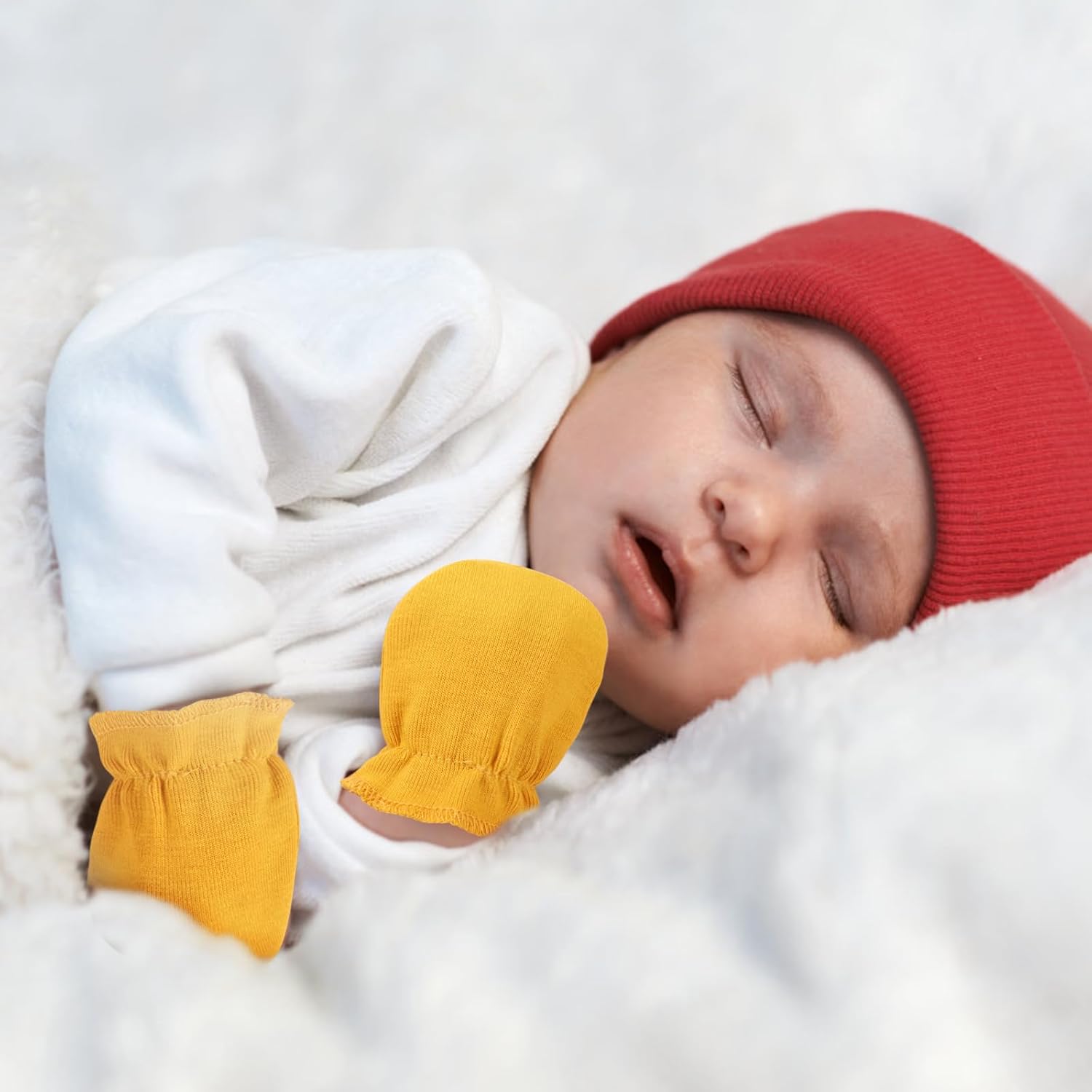 Newborn Baby Mittens No Scratch Cotton Elastic Wrist Gloves Infant Toddler Mittens for Baby Boy Girl 0-6 Months