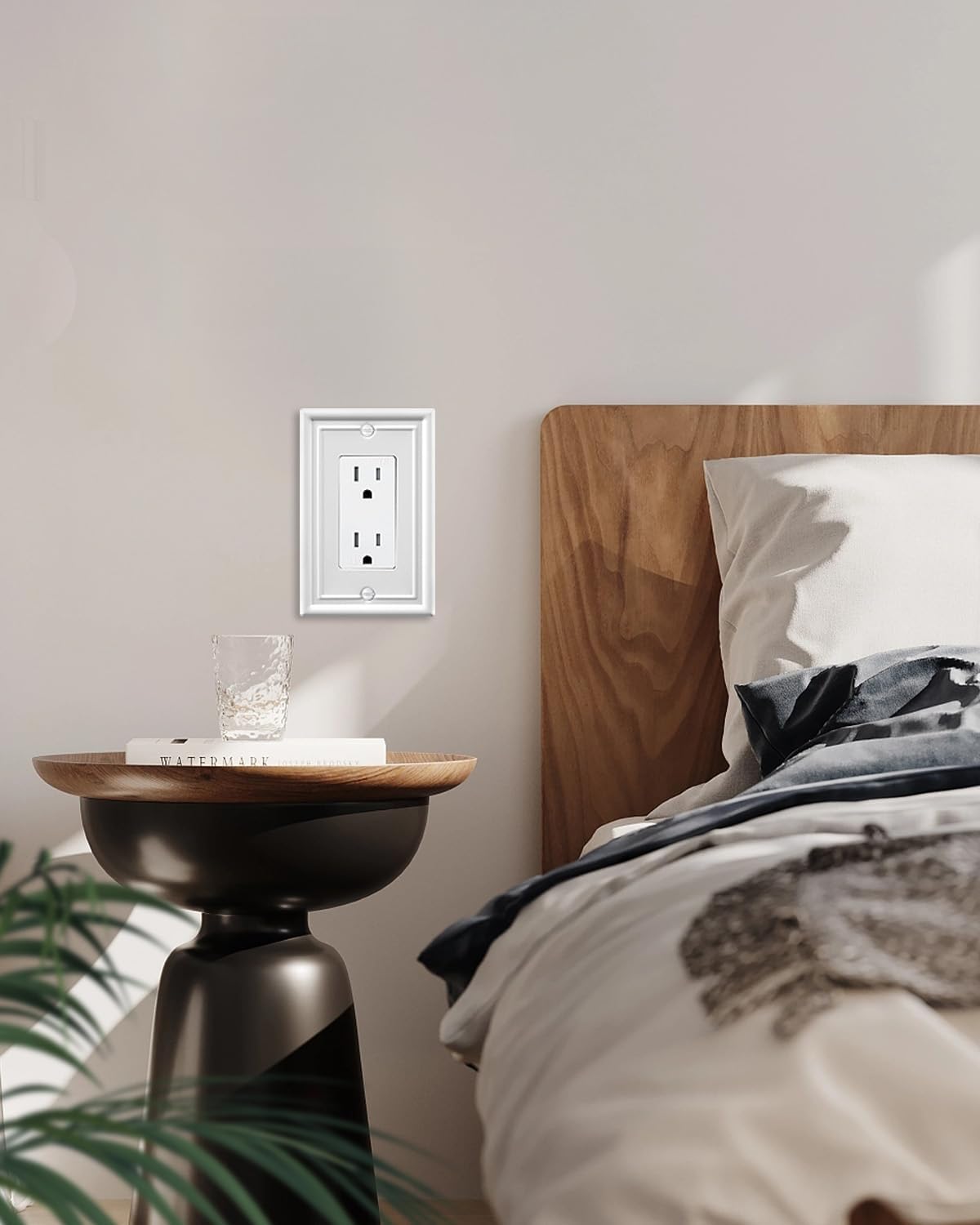 2-Pack Decorator Wall Plate, Off White Outlet Covers, Metal Wall Plate Cover for Receptacle, GFCI Outlet, Dimmer Switch, 3.15''*4.88'', Midsize