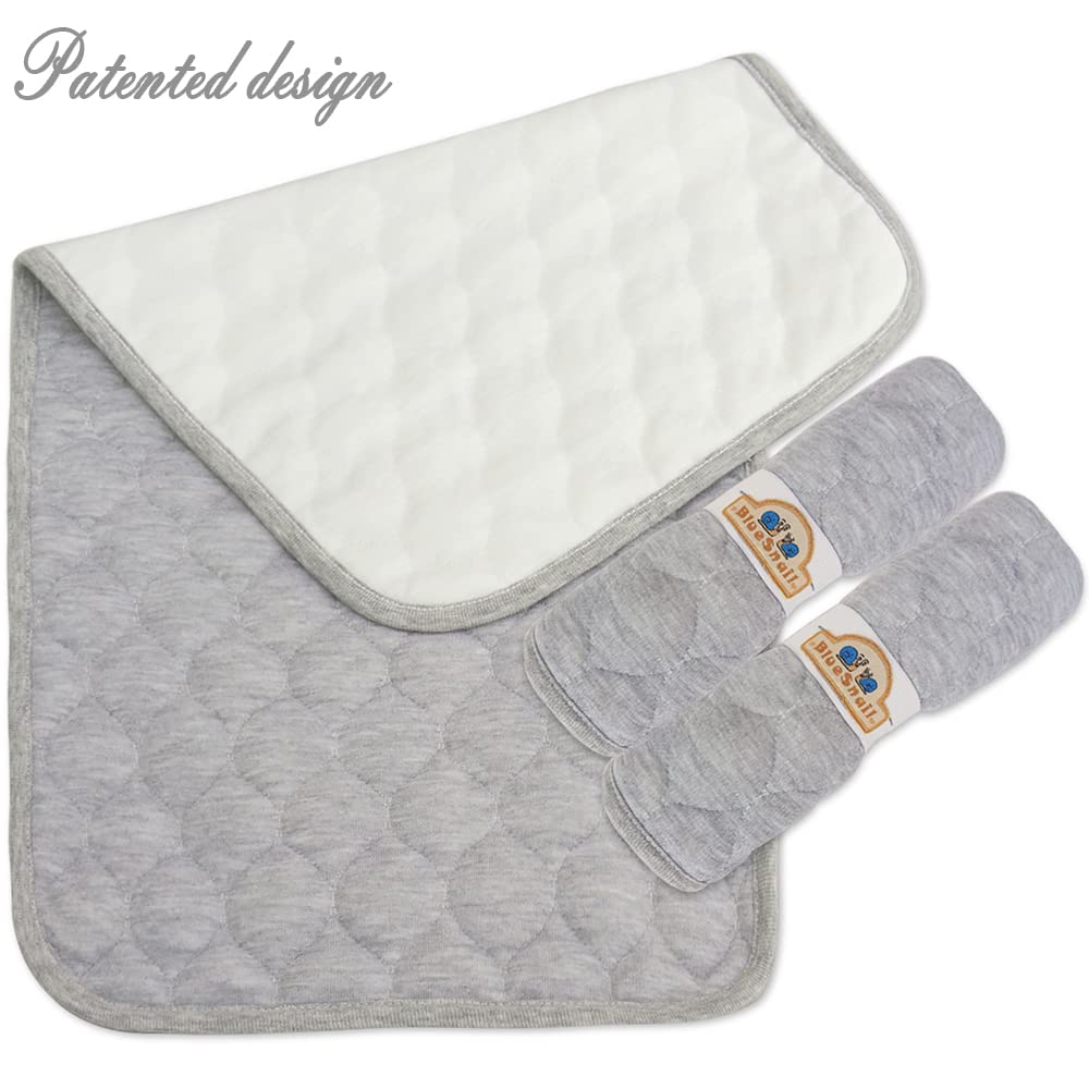 BlueSnail Quilted Thicker Waterproof Changing Pad Liners 3 Count(Gray 13” x 27”)