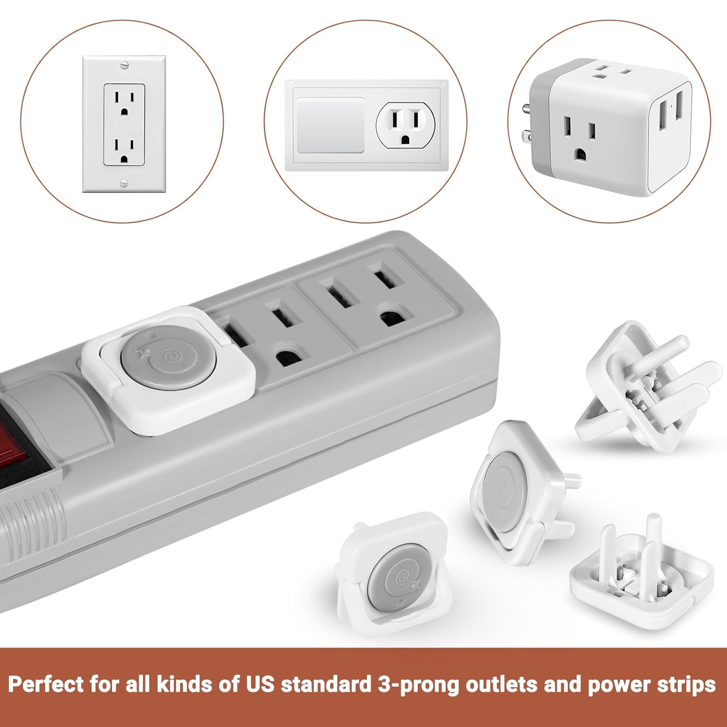 Outlet Covers Baby Proofing, 40 Pack Child Proof Plug Socket Covers Electric Plug Protectors Safety Caps to Prevent Power Shock, for US 3-Prong, Gray