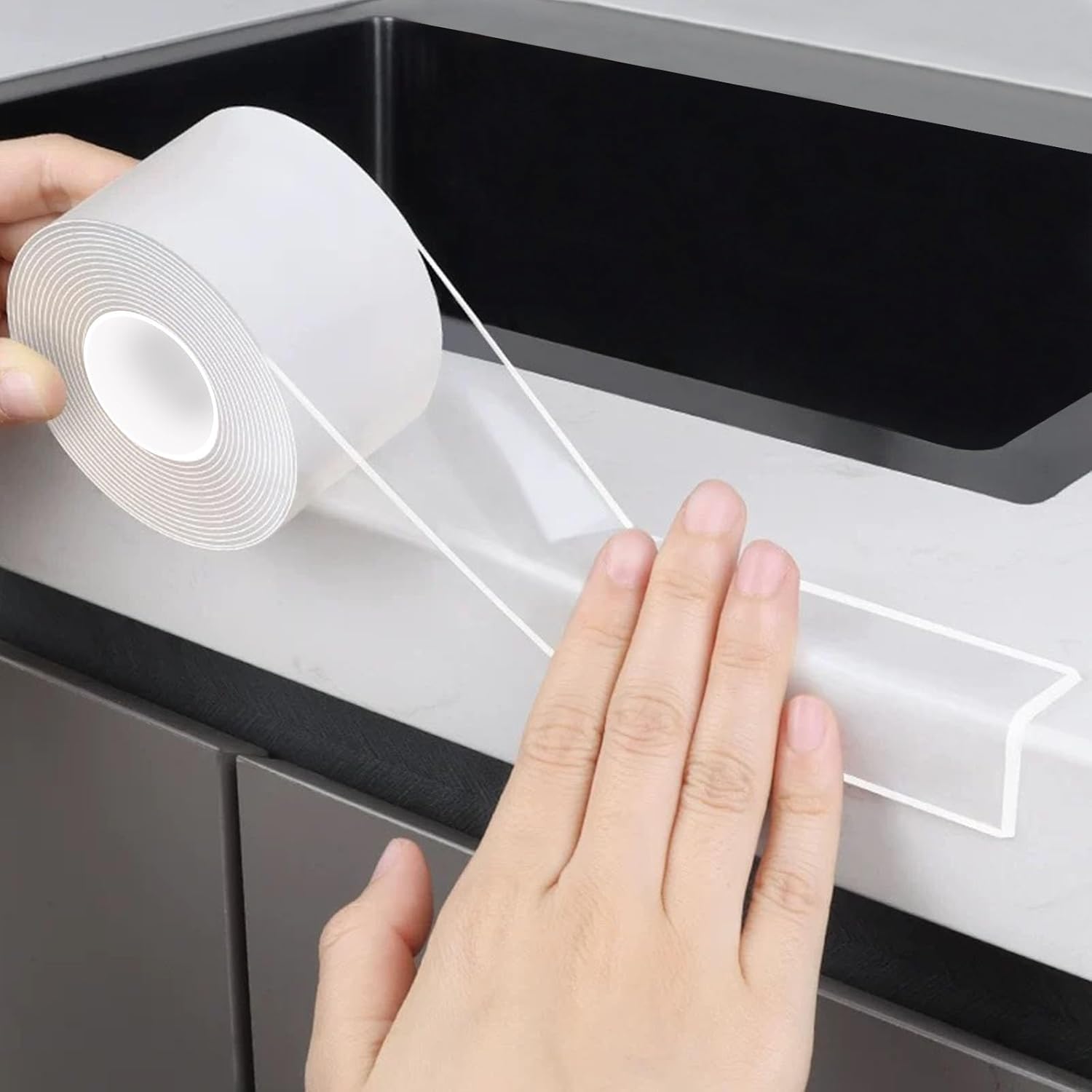 1.57 in x 9.84 FT,Clear Edge Protector Strip Sharp Edge Wrap Cover Tape,Self Adhesive Protective Bumper Guards for Cabinet Door Desk Glass Table Bed Furniture, Kitchen Countertop, Waterproof