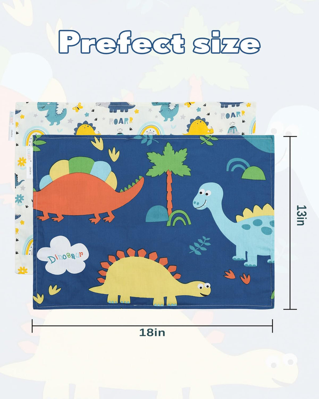 ALVABABY Toddler Pillowcases 2 Pack Organic Cotton Kids Pillow Cover Fit 13"x 18" or 12"x16" Envelope for Girl Boy Sleepy Travel