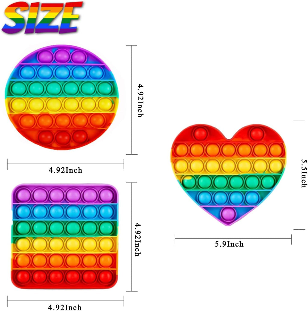 48pcs 5in Random Pop Bubble Fidget Sensory Toys, Pop Toy Bulk for Party Favor, Classroom Student Prizes Easter Basket Goodie Bag Stuffers Christmas Valentine Gift for Kid