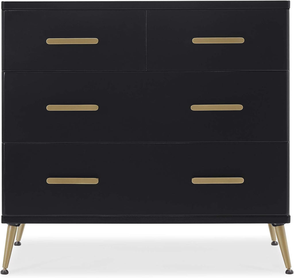 Delta Children Sloane Crib 7-Piece Baby Nursery Furniture Set–Includes: Convertible Crib, Dresser, Changing Top, Crib Mattress, Fitted Sheets, Toddler Guardrail & Changing Pad, Black w/Melted Bronze