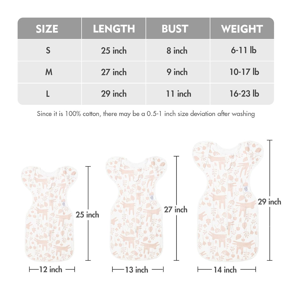 Baby Transitional Swaddle Sleep Sack - Newborn Swaddle Transition Bag with Removable Cuffs Arms Up Design, Free Wearable Blankets, Pink & Rabbit (3-6 Month)