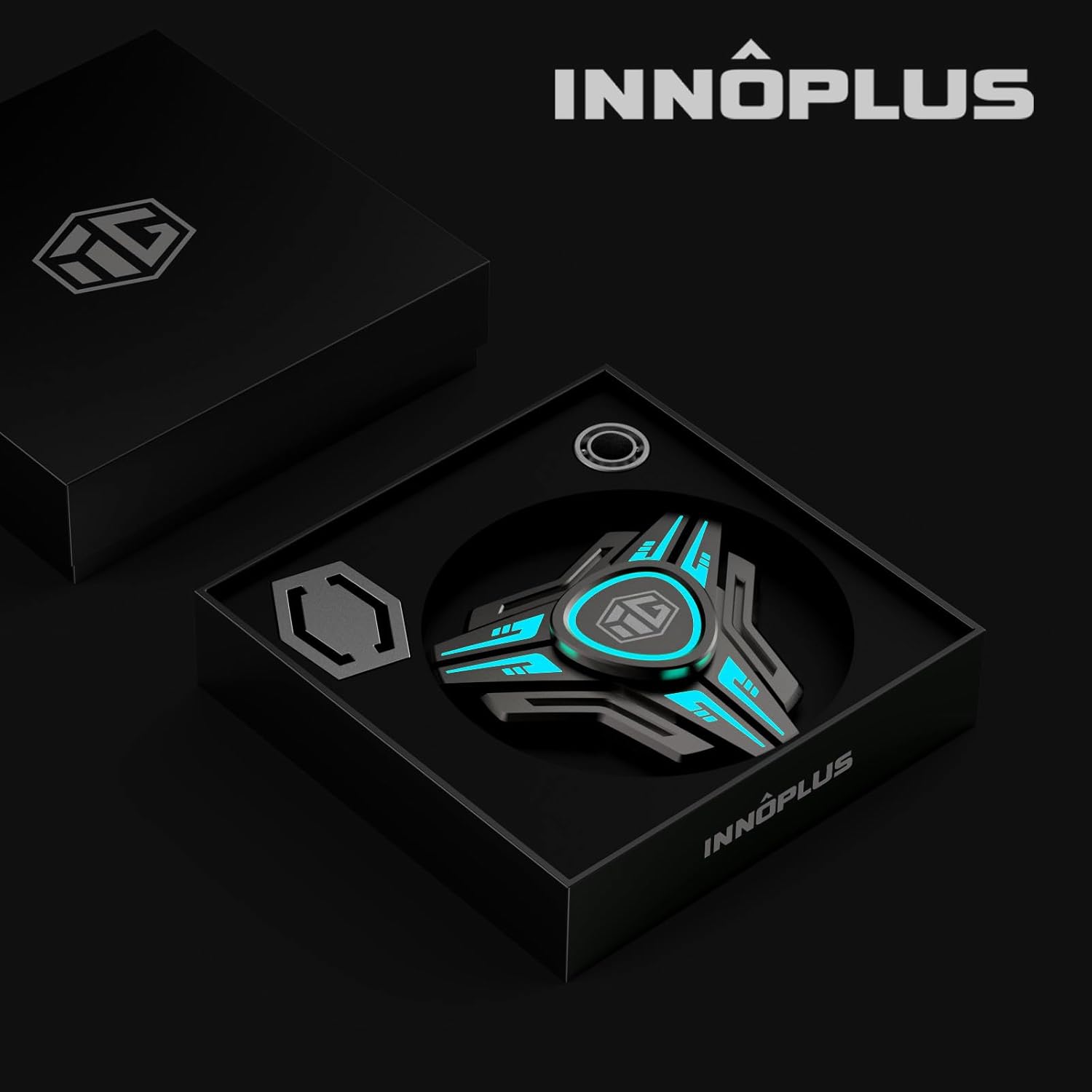 INNOPLUS Fidget Spinner, Fidget Spinners for Adults and Kids, Metal Fidget Spinner, Light Up Fidget Spinner, Adult Fidget Toys, Stress Anxiety ADHD Relief Figets Toy, Absorb Light Then Release in Dark