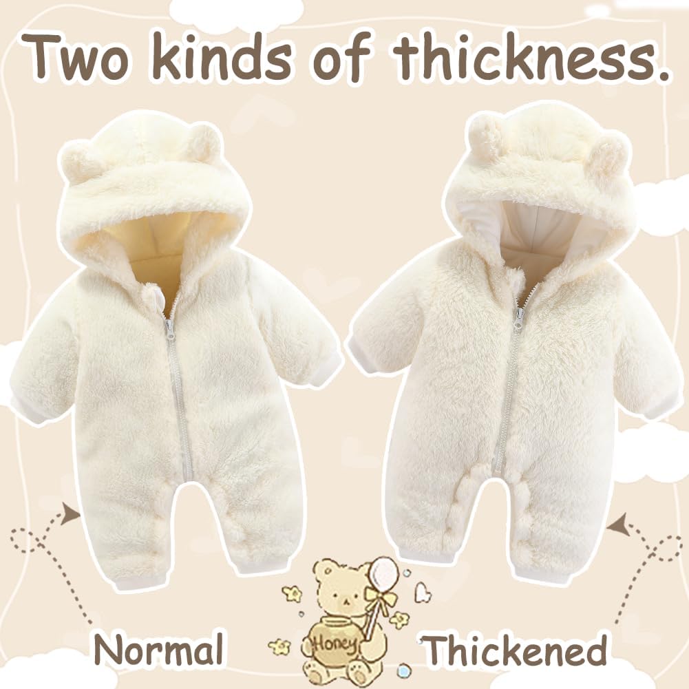 UVIPC Baby Newborn Bear Outfit Fleece Snowsuit Winter Clothes Hooded Jumpsuit Romper for Baby boy girl