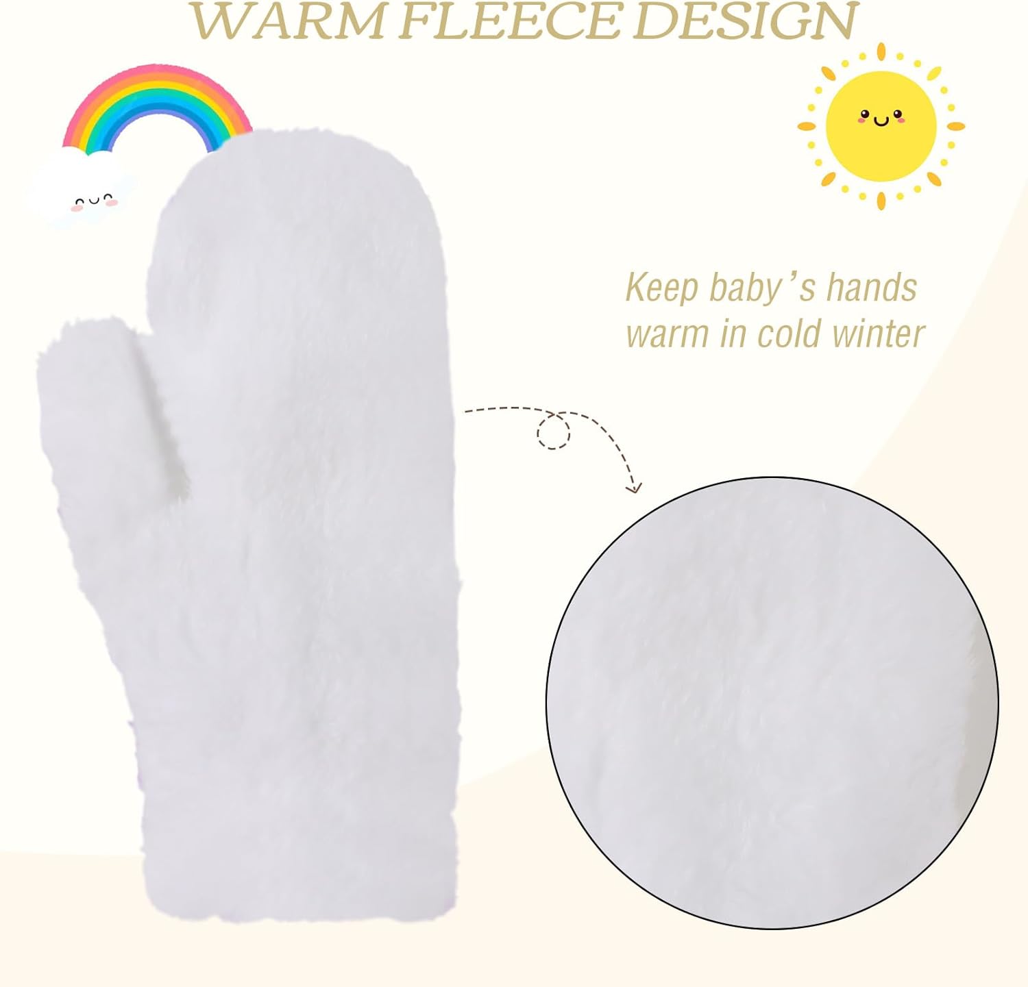 PESAAT Baby Girl Mittens Fleece Toddler Boy Mittens Warm Kids Winter Gloves Unisex Cold Weather Baby Gloves