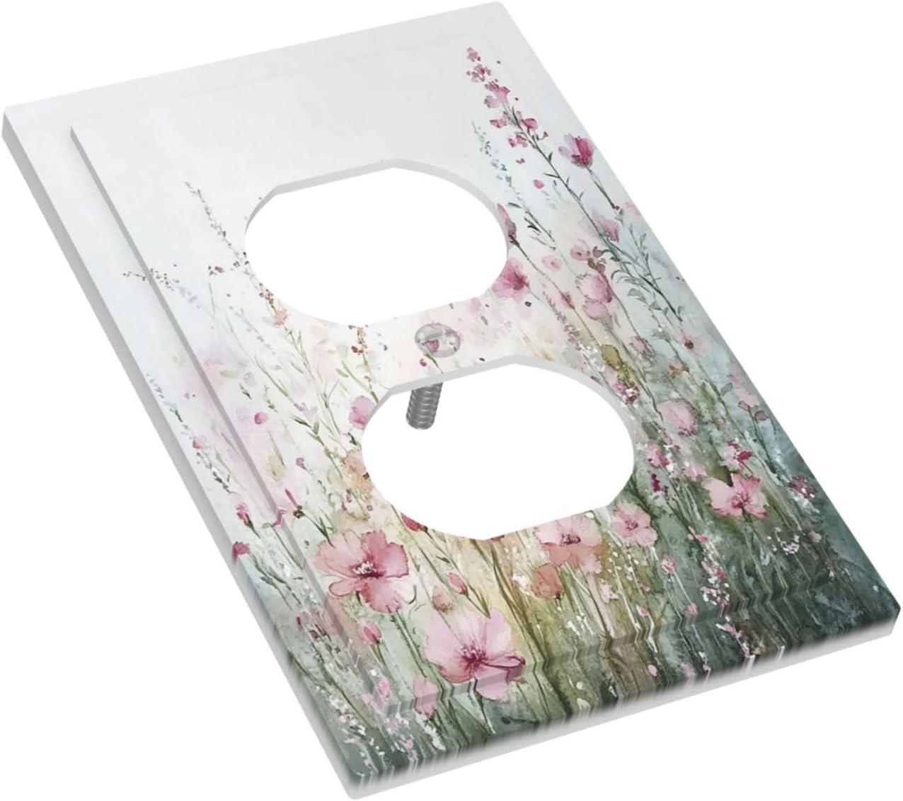 Outlet Covers Wildflower Botanical Watercolor Floral 1 Gang Duplex Light Switch Cover Decorative Switch Plates Electrical Receptacle Faceplate Wall Plate For Bed Room Living Room Decor