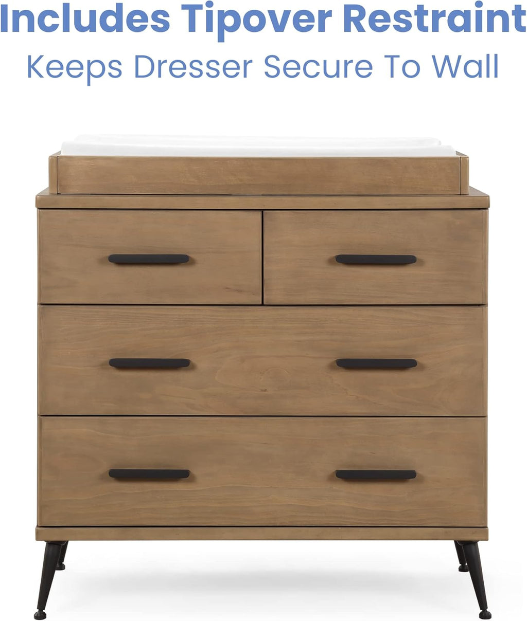 Delta Children Sloane 7-Piece Baby Nursery Furniture SetIncludes: Convertible Crib, Dresser, Changing Top, Crib Mattress, Fitted Sheets, Toddler Guardrail & Changing Pad, Acorn w/Matte Black