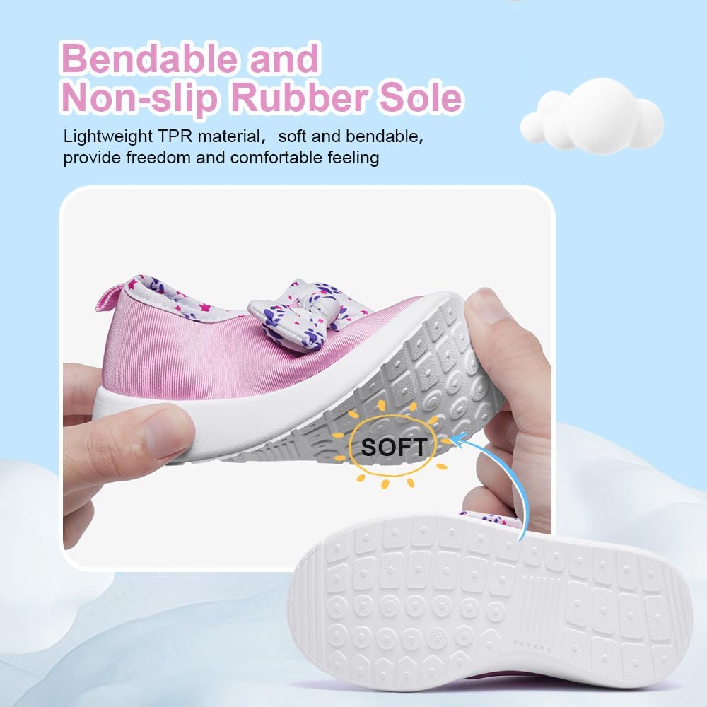 nerteo Toddler Girl Shoes Lightweight Slip On Sneakers for Kids