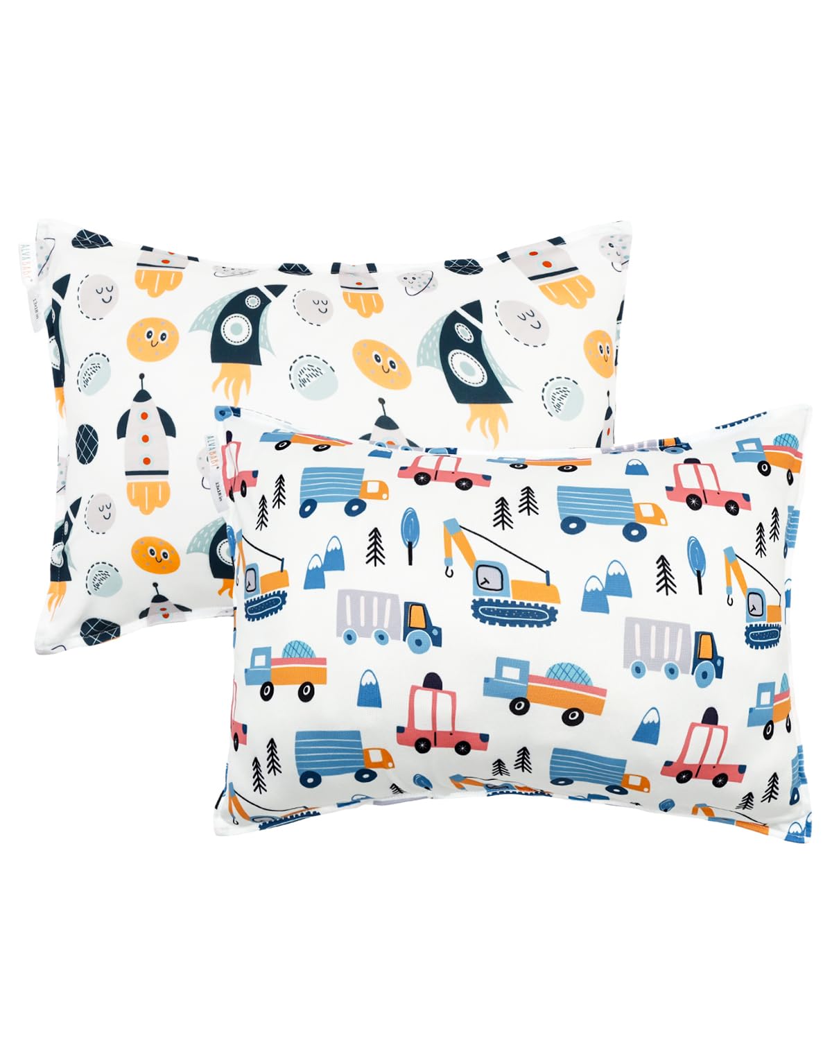 ALVABABY Toddler Pillowcases Stretchy Soft Kids Pillow Cover 2 Pack Fit 13"x 18" or 12"x16" Envelope for Girl Boy Sleepy Travel 2TPE22A