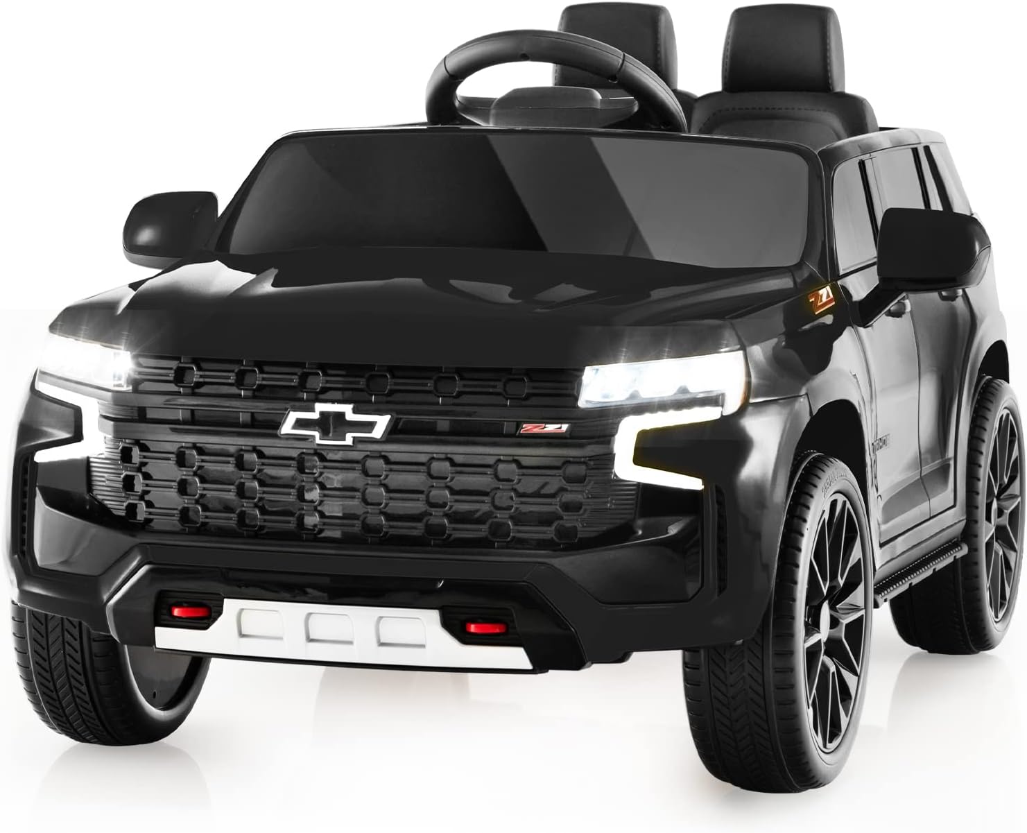 Costzon Ride on Car, 12V Licensed Chevrolet Tahoe Battery Powered Electric Vehicle w/ 2.4G Remote Control, High/Low Speed, Music, Lights, MP3/USB/FM, Spring Suspension, Electric SUV for Kids (Black)