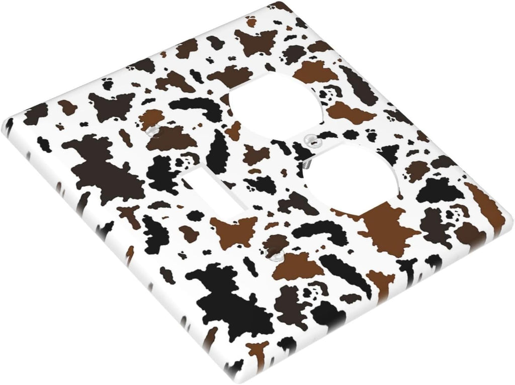 Wallplates Rustic Cowhide Highland Cow Milk Cow 1 Toggle 1 Duplex Switch Plate Electrical Gfci Faceplate Decorative Light Switch Covers For Farmhouse Home Decor