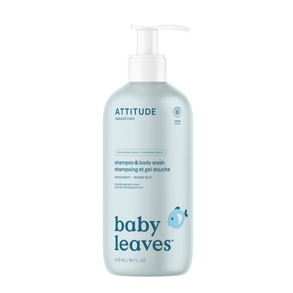 ATTITUDE 2-in-1 Shampoo and Body Wash for Baby, EWG Verified, Dermatologically Tested, Vegan, Good Night, 16 Fl Oz
