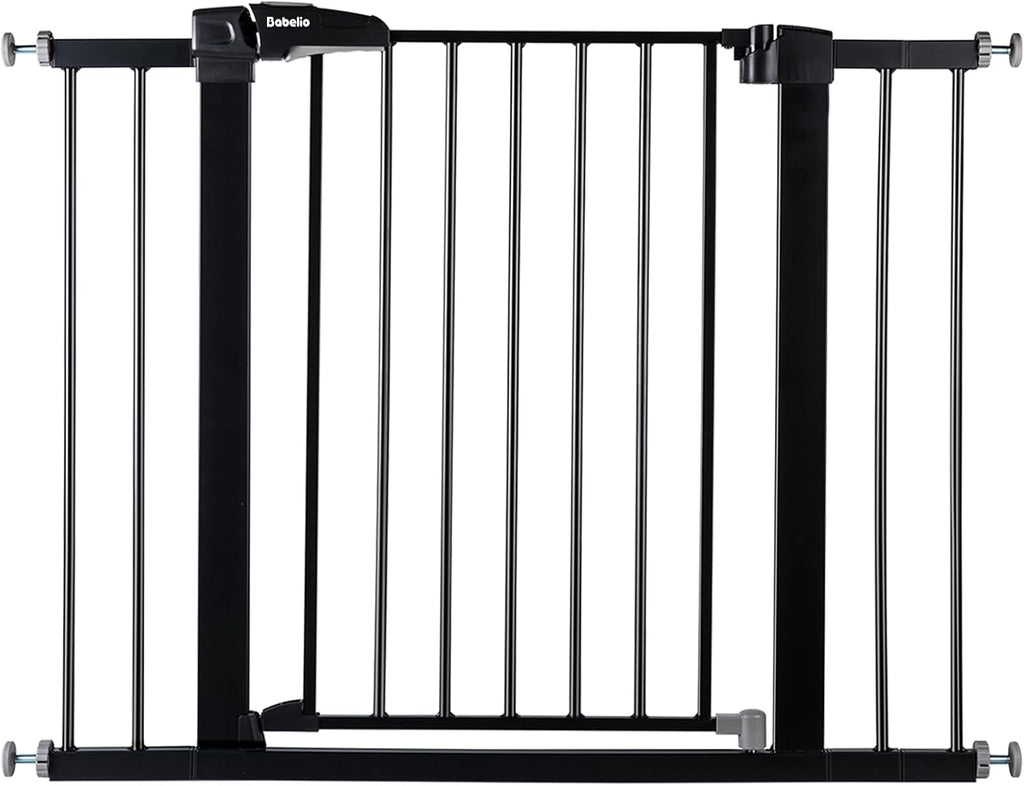 BABELIO 36-57" Extra Wide Baby/Dog Gate, Auto Close for The House, Stairs and Doorways, Pressure Mounted for Pet with Large Walk Thru Door, No Need Tools and Drilling, Black