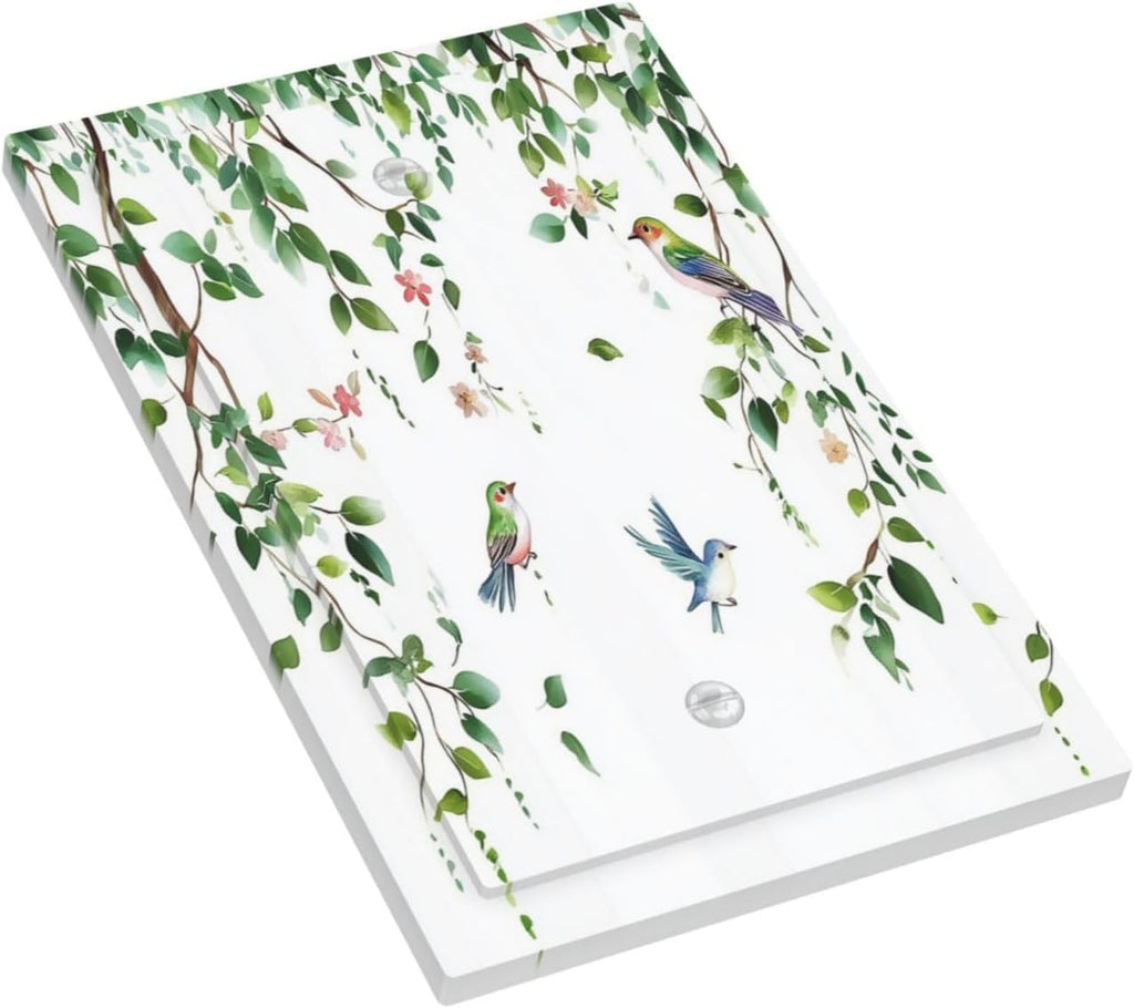 Light Switch Cover Plate Green Leaves Bird Eucalyptus Sage Plant 1 Gang No Device Blank Electrical Wall Plates Faceplate Decorative Switch Plate For Bed Room Living Room Decor