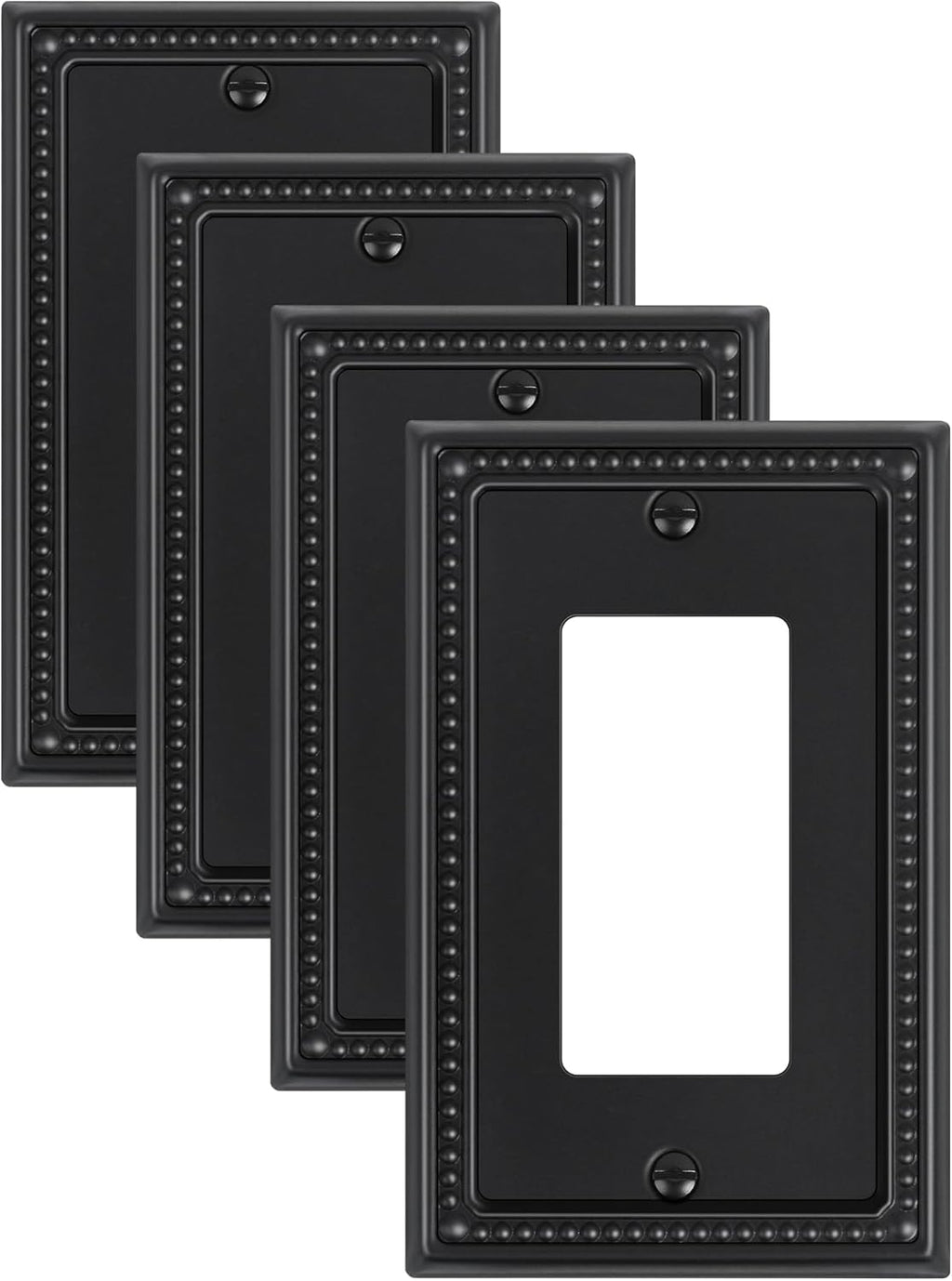 4-Pack Decorator Outlet Cover Plate, Pearls Decorative Switch Plates and Outlet Covers, Black Metal Wall Plates for Electrical Outlets, Receptacle, GFCI Outlet, Dimmer Switch