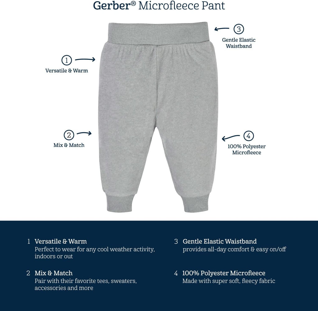Gerber Baby Boys' 4-Pack Microfleece Pants