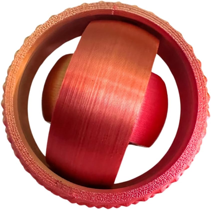 Gyro Spinner - 3D Printed Fidget Toy (Red/Gold), Small