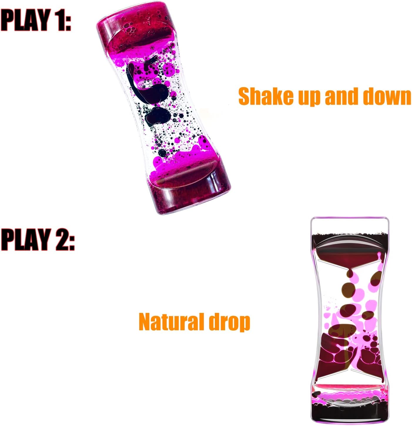 Black Pink Liquid Motion Bubbler Timer Set of 1 for Sensory Toys, Drop Oil Water Fidget Liquid Timer for Autism Toys, Relaxing Activity, Home Office Desk Toys, Holiday Stocking Filler Gift