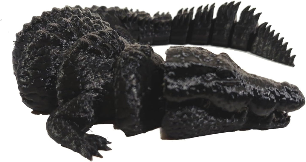 3D Printed Crocodile 3D Printed Toy 3D Printed Animals 3D Printed Stuff 3D Printed Fidget Toys Home Office Executive Desk Decor (Black)