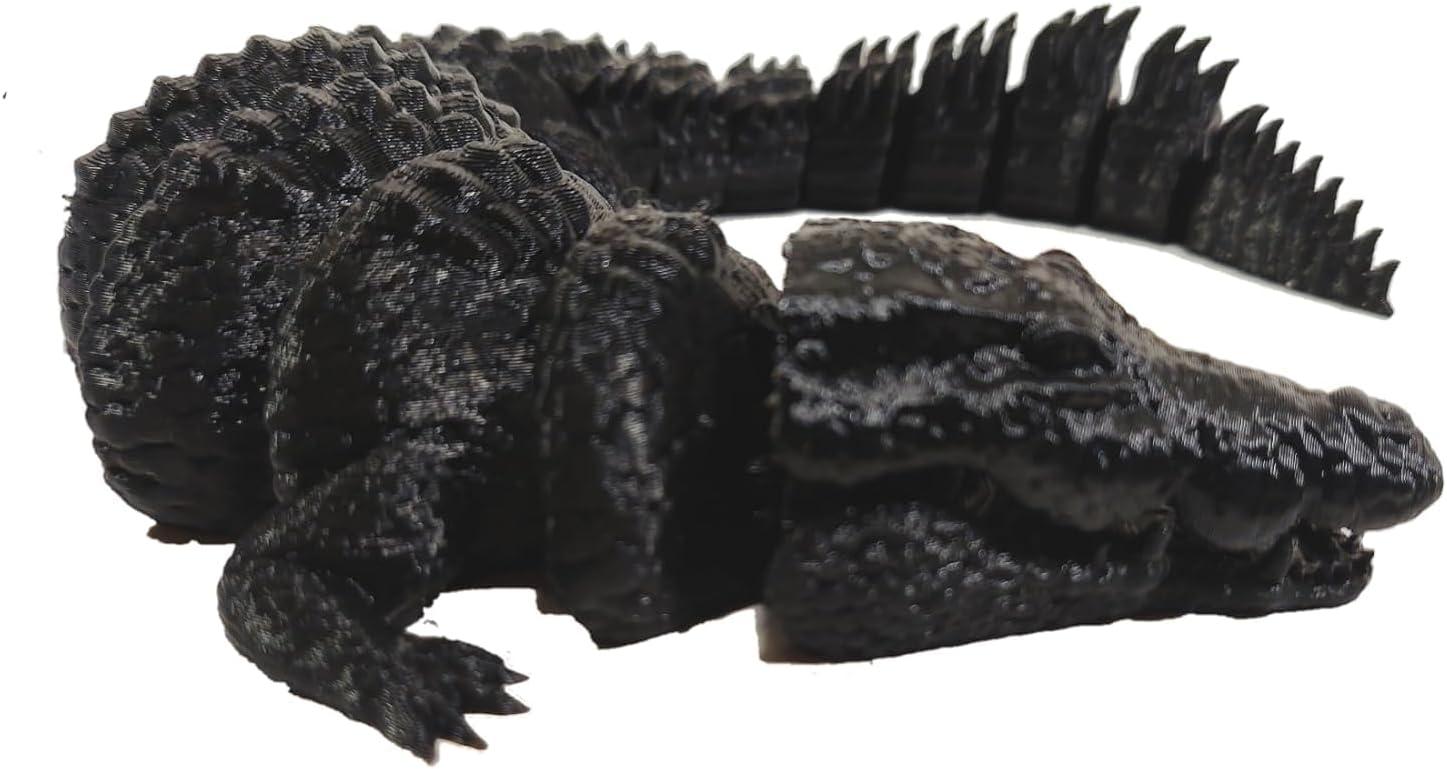 3D Printed Crocodile 3D Printed Toy 3D Printed Animals 3D Printed Stuff 3D Printed Fidget Toys Home Office Executive Desk Decor (Black)