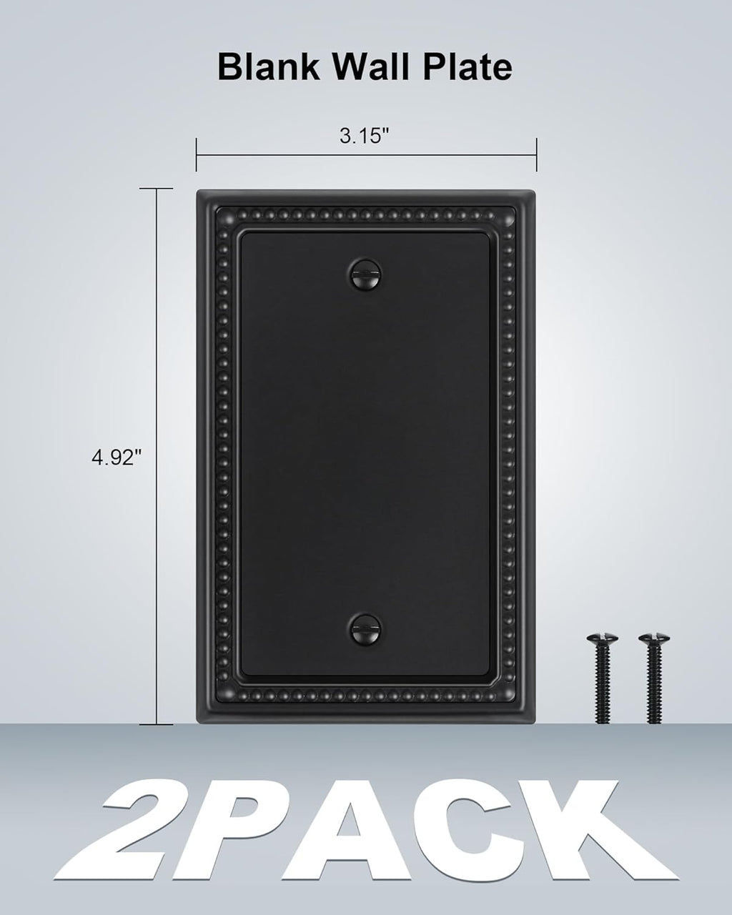 2-Pack Blank Outlet Cover Wall Plate, Metal Switch Plates Outlet Covers, Black Pearls Beaded Decorative Wall Plates for Electrical Outlets