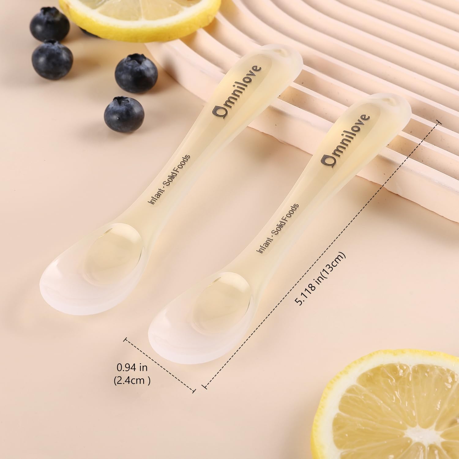 Silicone Baby Spoons 2-Pack with Case, Self Feeding 6 Months, Baby Led Weaning Supplies, Toddler Utensils with Safety Chain, Toddler Essentials, Dishwasher Safe Baby Safety Products