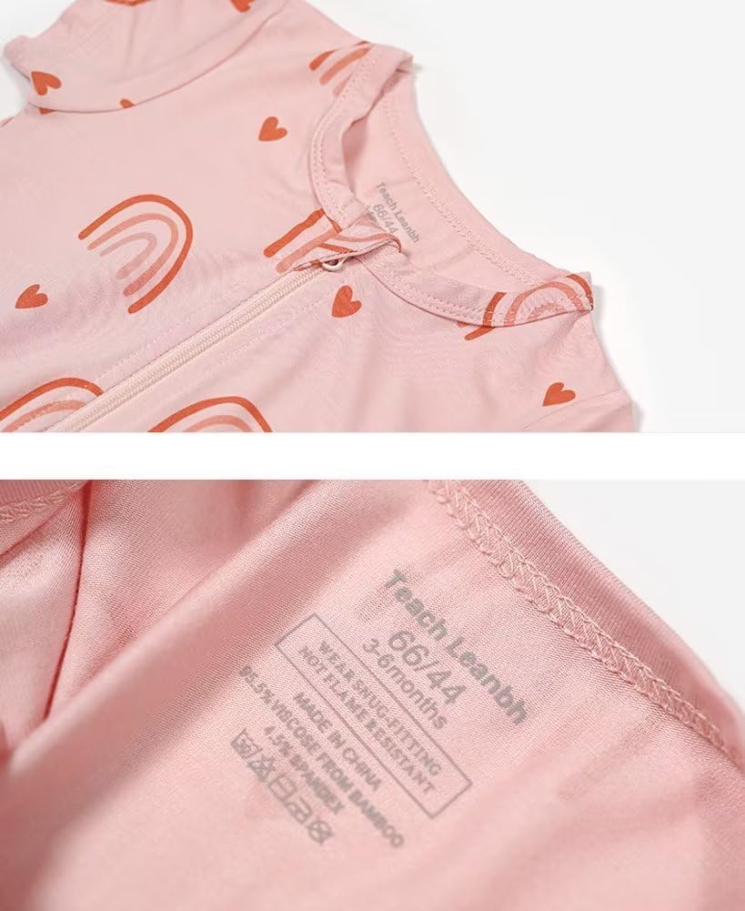Teach Leanbh Toddler Unisex Baby Bamboo Viscose Pajamas 2 Way Zipper Short Sleeve Footless Romper Jumpsuit Sleep and Play