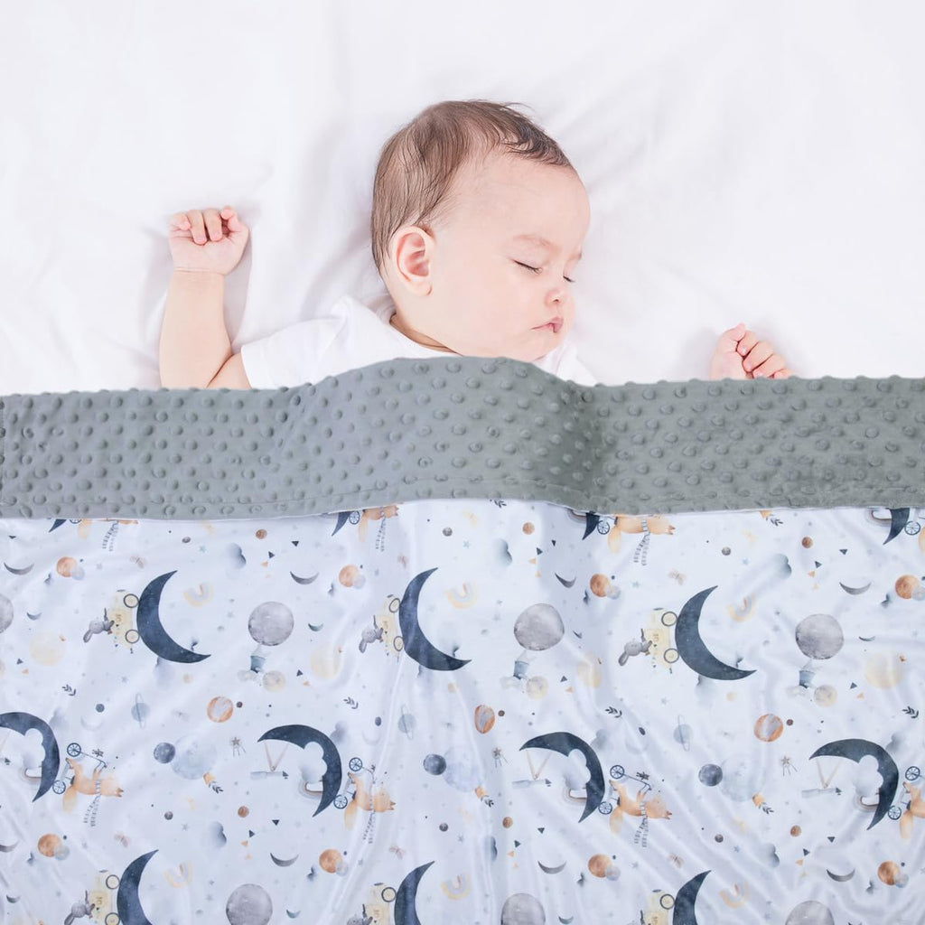 Baby Blankets for Unisex Boys Girls, Super Soft Nursery Minky Blankets, 30 x 40 inch Outer Space Printed Bed Throws Newborn (Planet Fox)